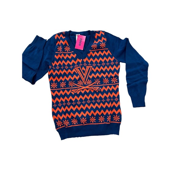FOCO Women's Ugly Holiday V-Neck Sweater - Virginia Cavaliers - Size L - Picture 1 of 5